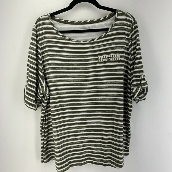 Croft Barrow Womens 3X Tunic Top 3/4 Roll Tab Sleeve Summer Beach Stretch - Picture 1 of 7